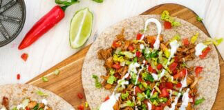 Jackfruit mexíkósk vefja fyrir 2-4